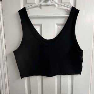 H&M Edition Black Ribbed Crop Top XXL Scoop Neck Stretch Minimalist Basic